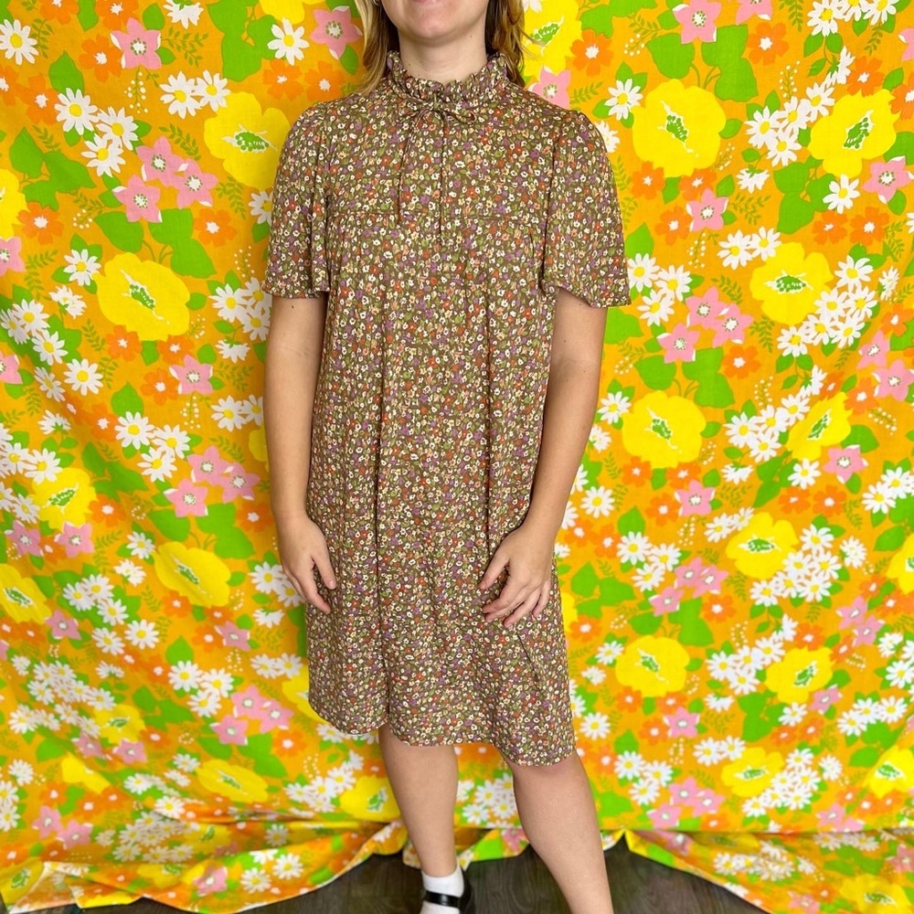 Vintage 60s handmade floral dress size small